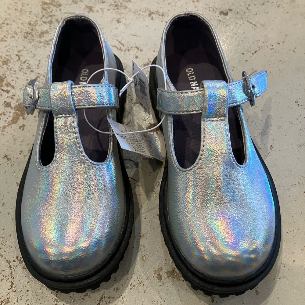 NWT iridescent Mary Janes